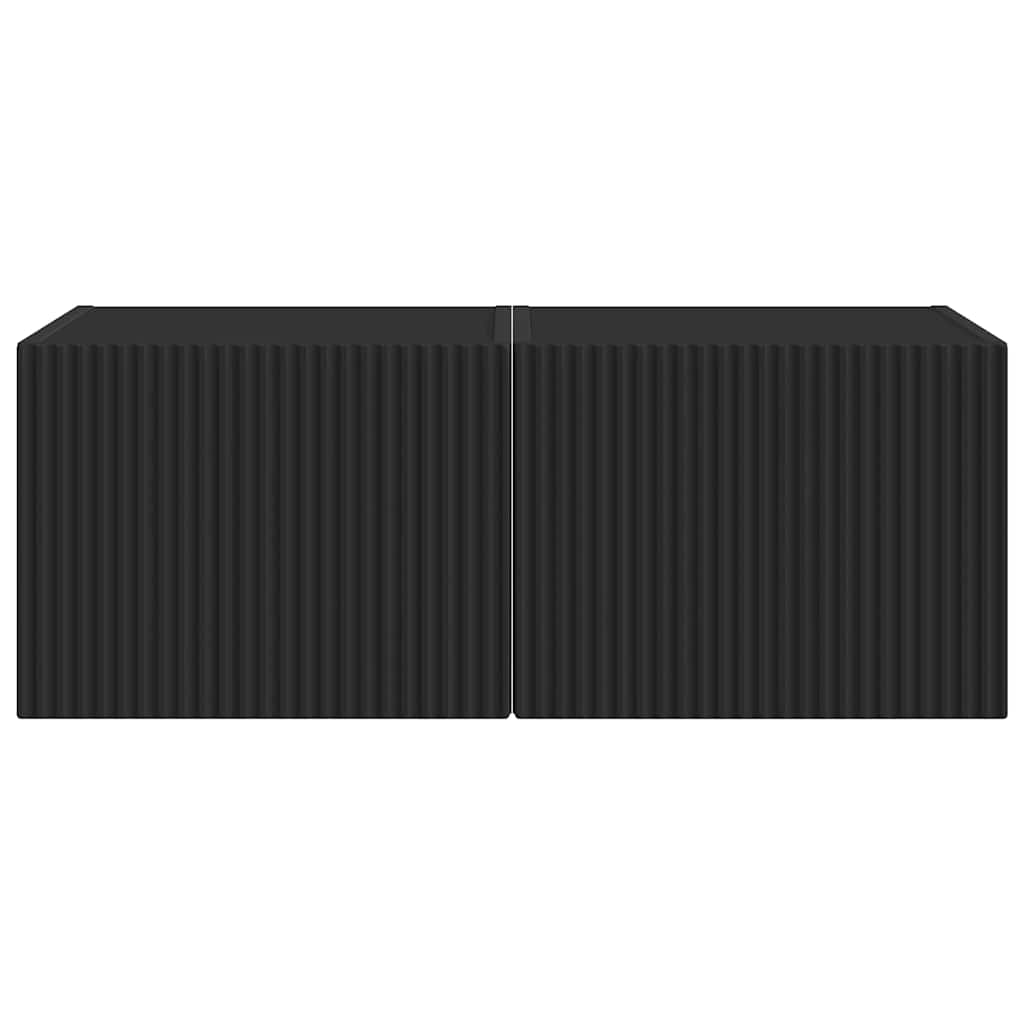 TV vægskab 2 pcs Sort 39 x 31 x 29,5 cm Konstrueret træ