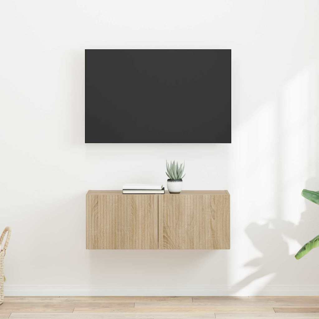 TV vægskab 2 pcs Sonoma 39 x 31 x 29,5 cm Konstrueret træ