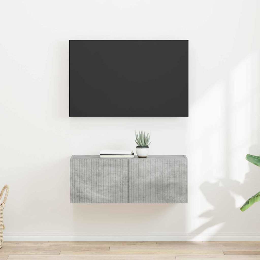 TV vægskab 2 pcs Beton 39 x 31 x 29,5 cm Konstrueret træ