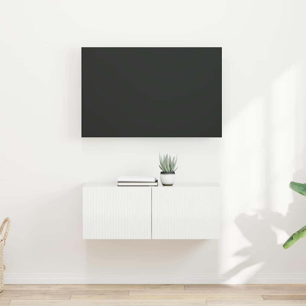 TV vægskab 2 pcs Gloss Hvid 39 x 31 x 29,5 cm Konstrueret træ