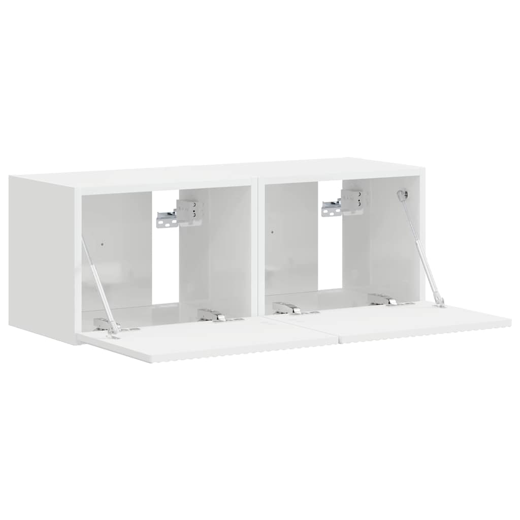 TV vægskab 2 pcs Gloss Hvid 39 x 31 x 29,5 cm Konstrueret træ
