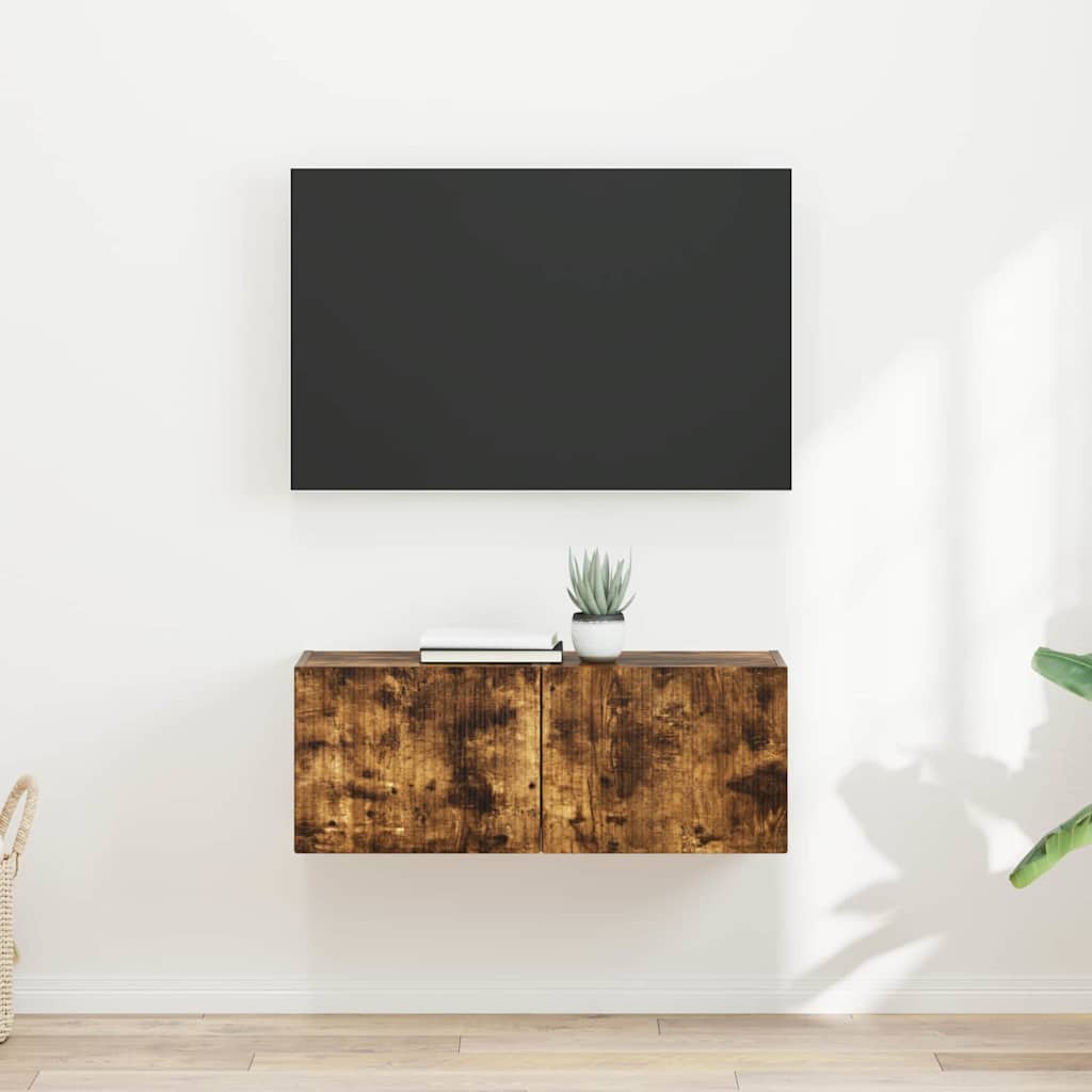 TV vægskab 2 pcs Røget eg 39 x 31 x 29,5 cm Konstrueret træ