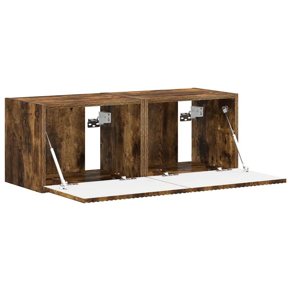 TV vægskab 2 pcs Røget eg 39 x 31 x 29,5 cm Konstrueret træ