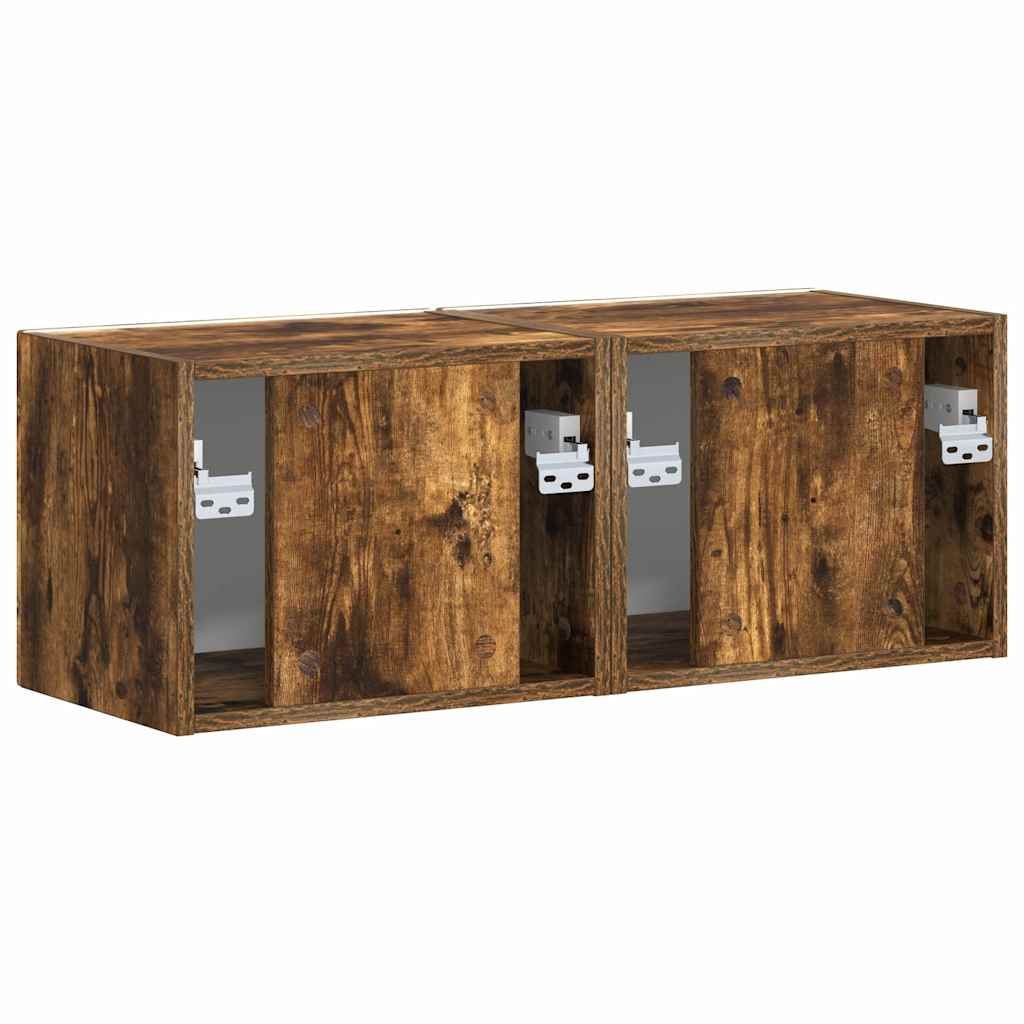 TV vægskab 2 pcs Røget eg 39 x 31 x 29,5 cm Konstrueret træ
