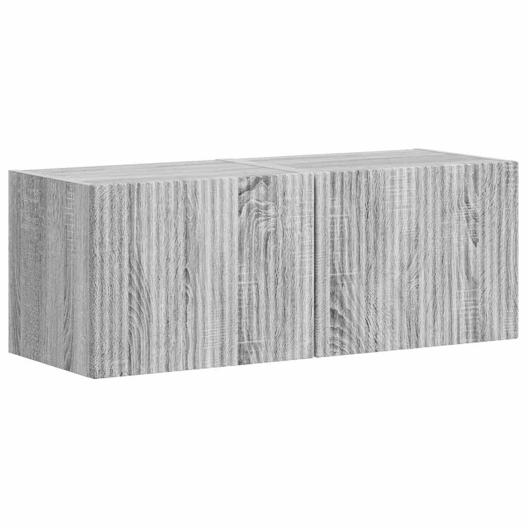 TV vægskab 2 pcs Grå Sonoma 39 x 31 x 29,5 cm Konstrueret træ