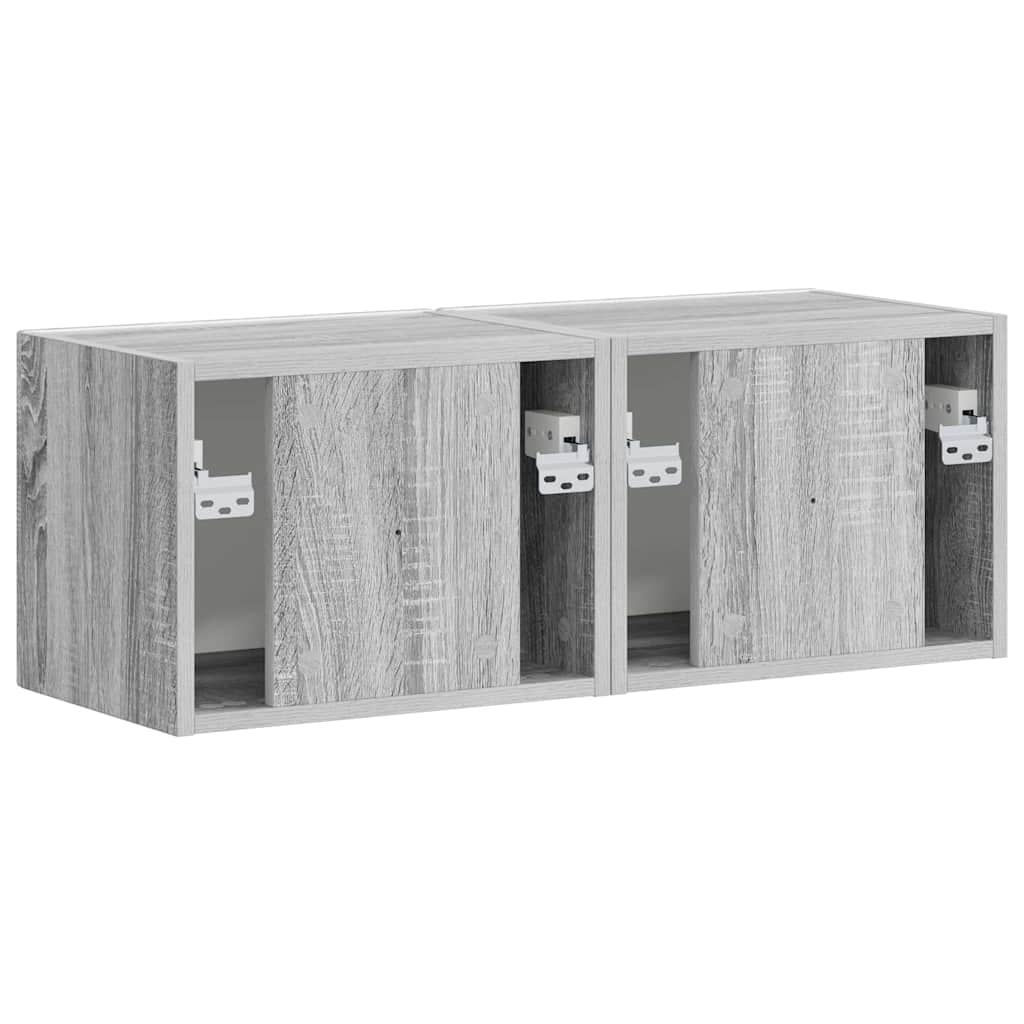 TV vægskab 2 pcs Grå Sonoma 39 x 31 x 29,5 cm Konstrueret træ