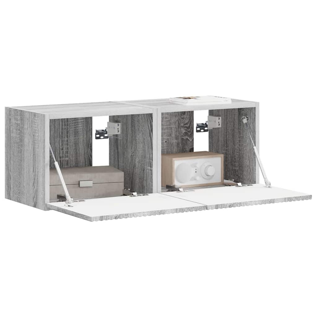 TV vægskab 2 pcs Grå Sonoma 39 x 31 x 29,5 cm Konstrueret træ