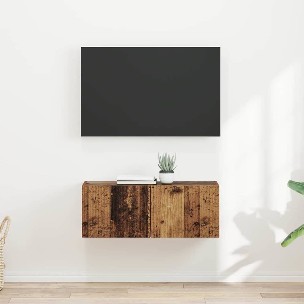 TV vægskab 2 pcs Gammelt træ 39 x 31 x 29,5 cm Konstrueret træ