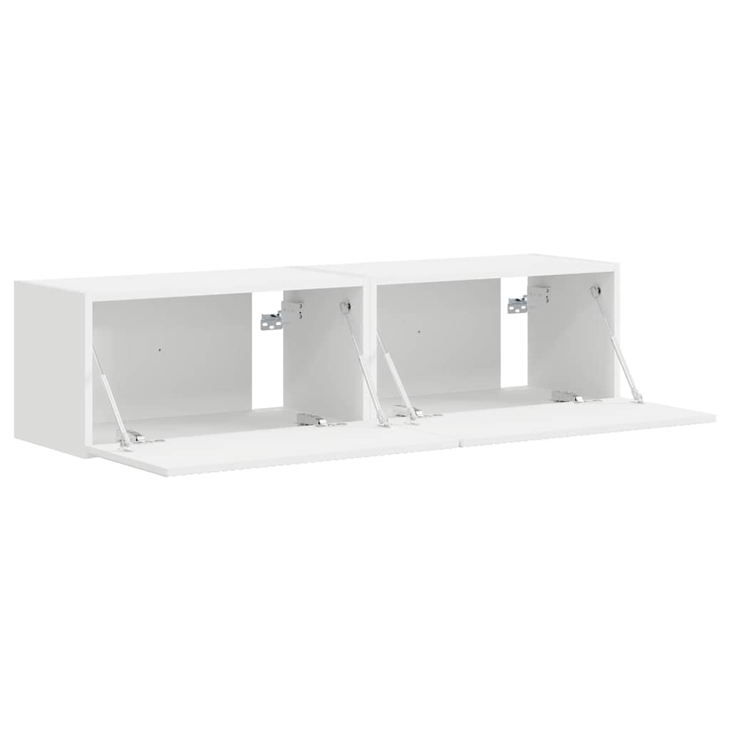 TV vægskab 2 pcs Hvid 60 x 31 x 29,5 cm Konstrueret træ