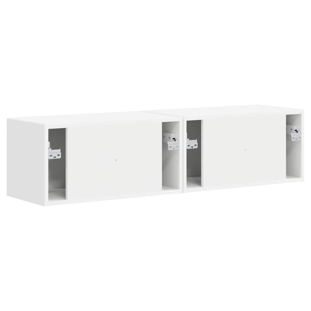 TV vægskab 2 pcs Hvid 60 x 31 x 29,5 cm Konstrueret træ