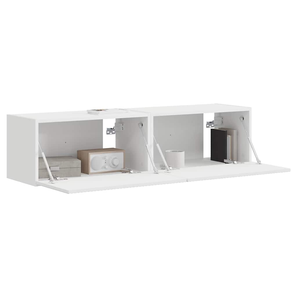 TV vægskab 2 pcs Hvid 60 x 31 x 29,5 cm Konstrueret træ