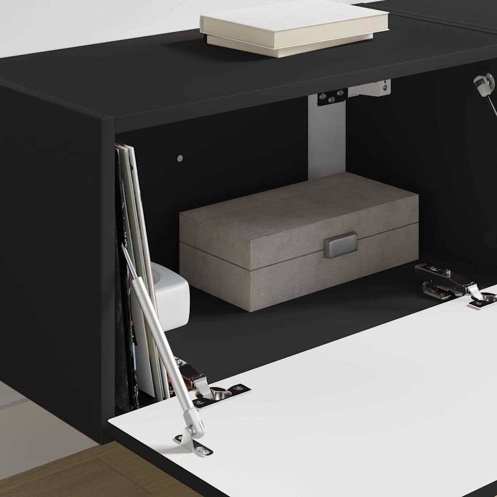 TV vægskab 2 pcs Sort 60 x 31 x 29,5 cm Konstrueret træ