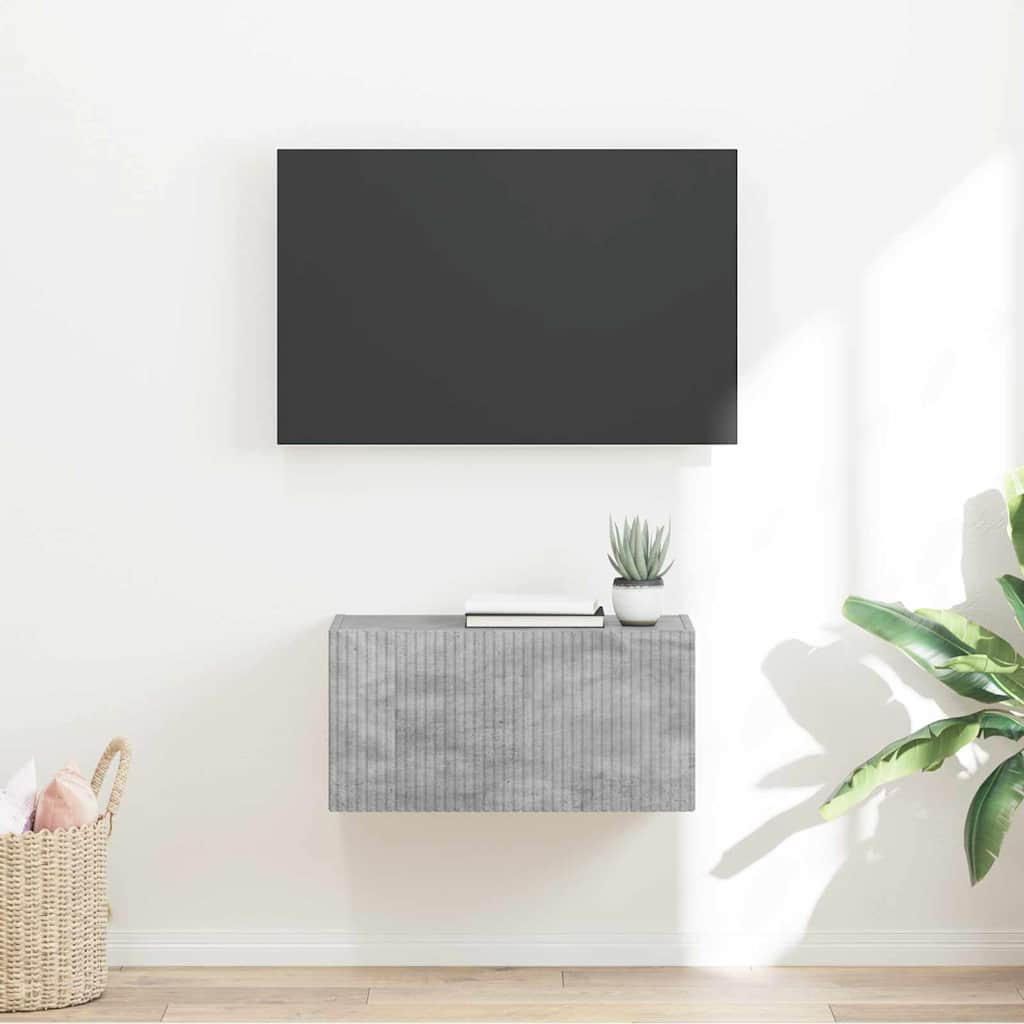 TV vægskab Vægmonteret Beton 60 x 31 x 29,5 cm Konstrueret træ