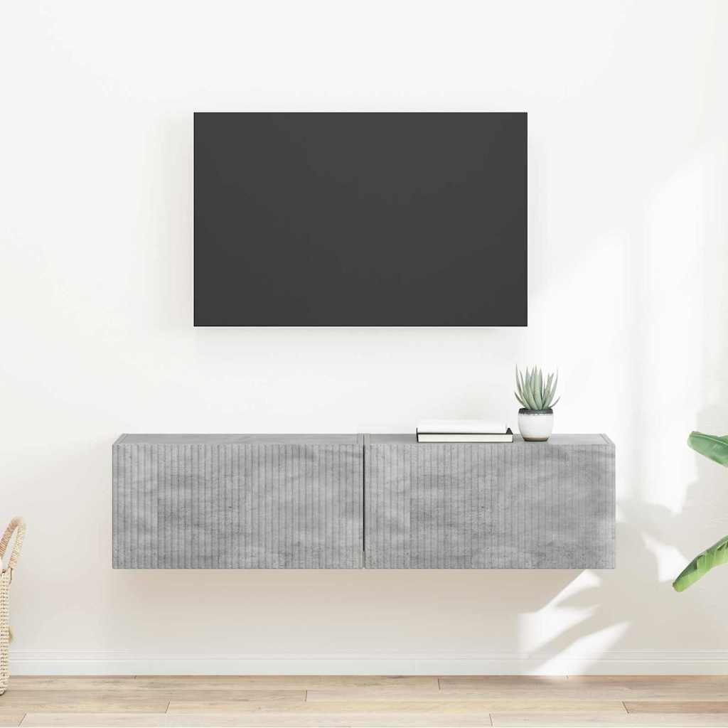 TV vægskab 2 pcs Beton 60 x 31 x 29,5 cm Konstrueret træ