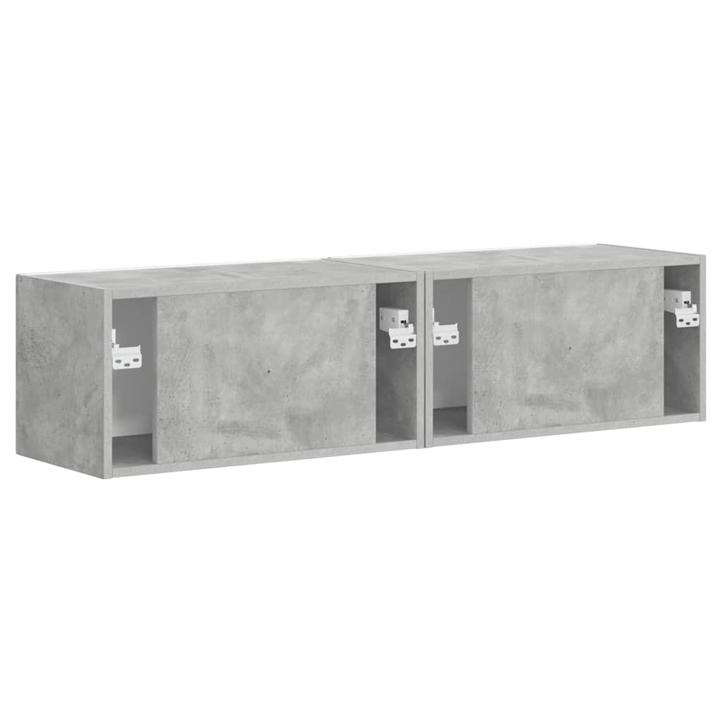TV vægskab 2 pcs Beton 60 x 31 x 29,5 cm Konstrueret træ