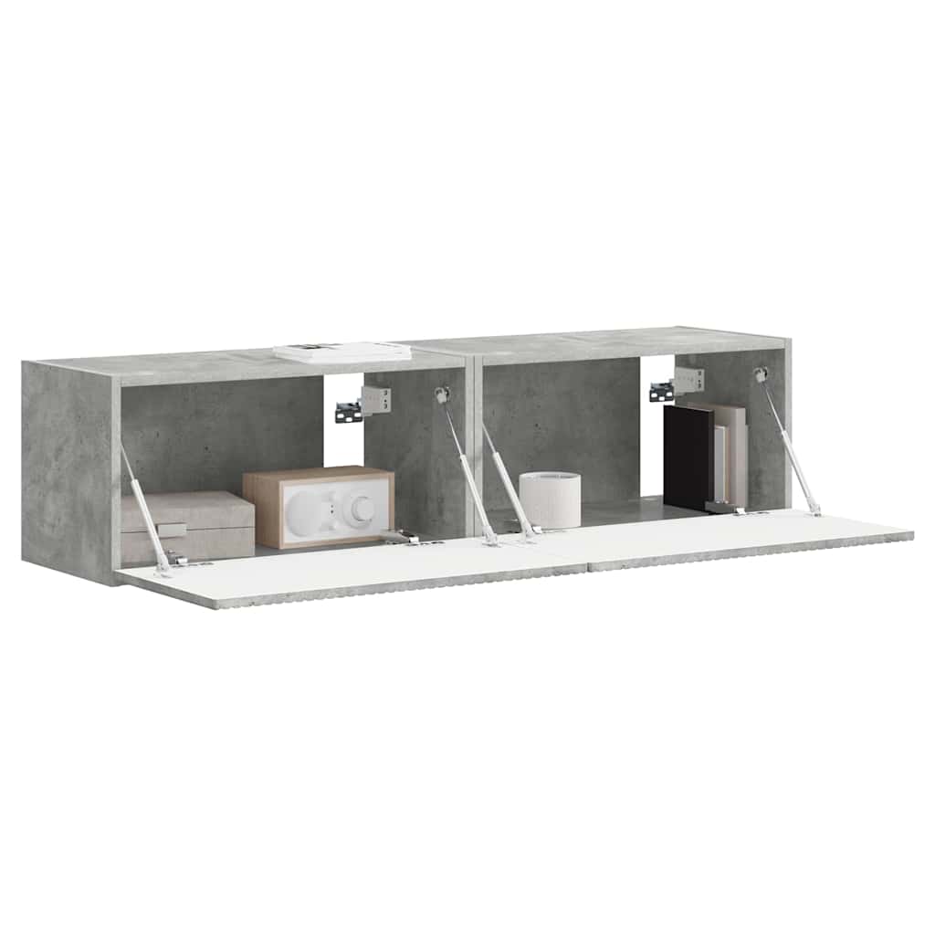 TV vægskab 2 pcs Beton 60 x 31 x 29,5 cm Konstrueret træ
