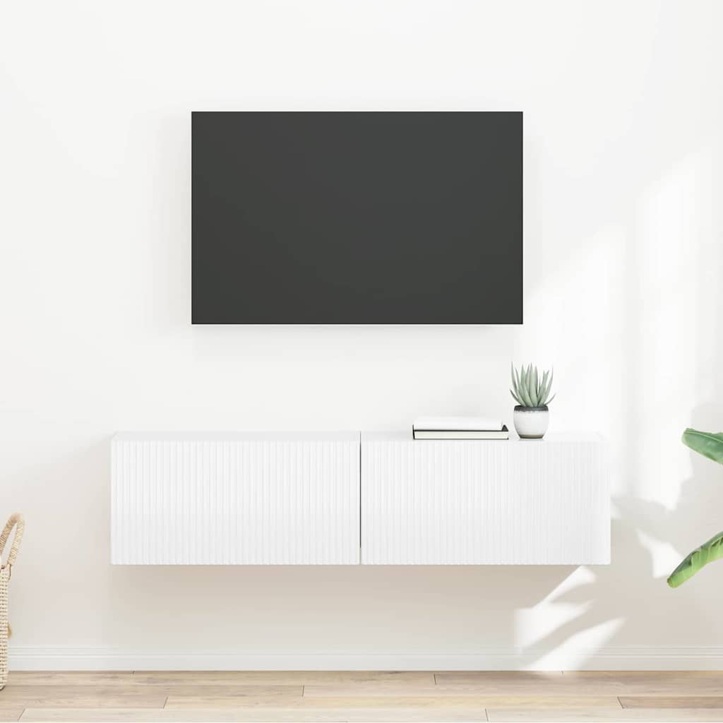 TV vægskab 2 pcs Gloss Hvid 60 x 31 x 29,5 cm Konstrueret træ