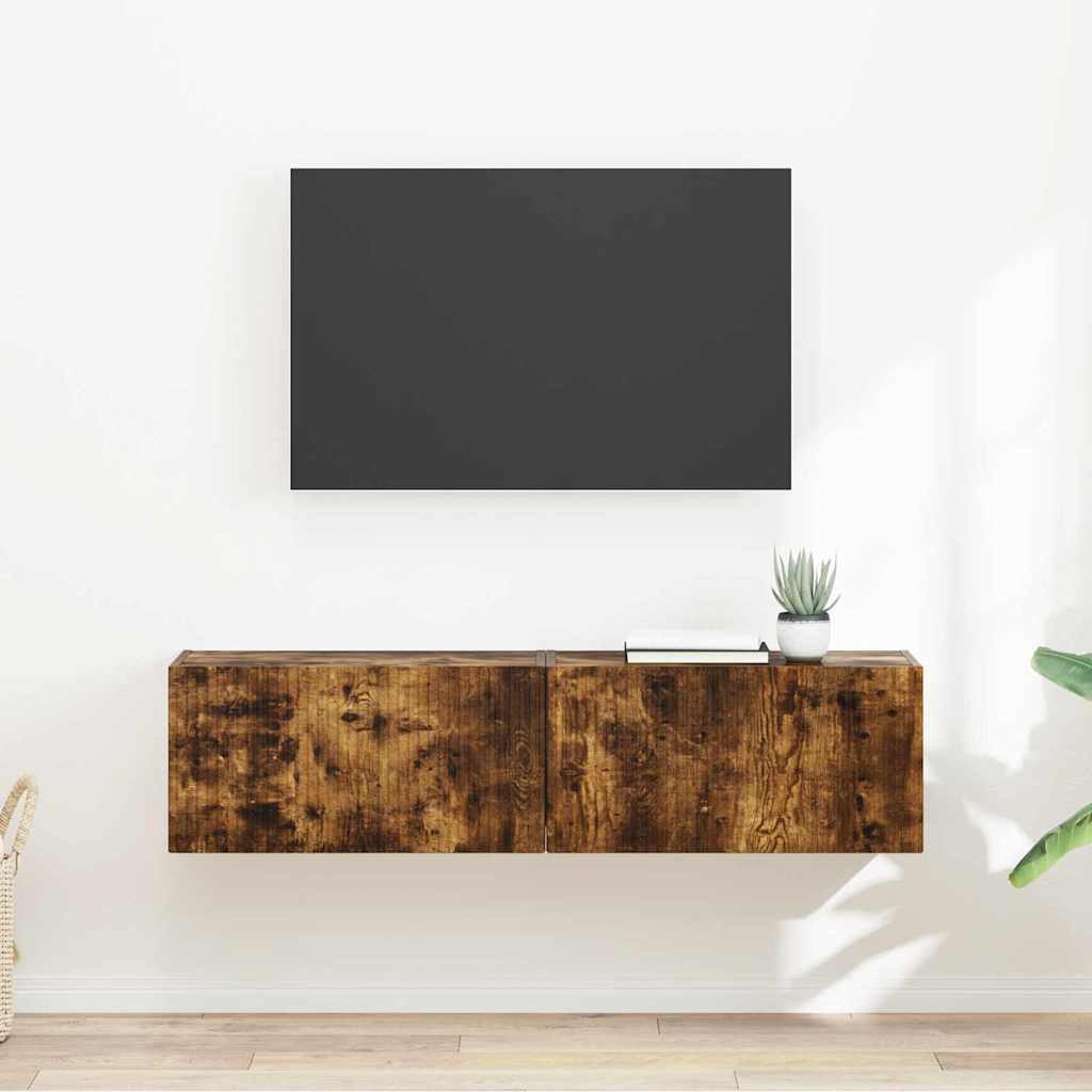 TV vægskab 2 pcs Røget eg 60 x 31 x 29,5 cm Konstrueret træ