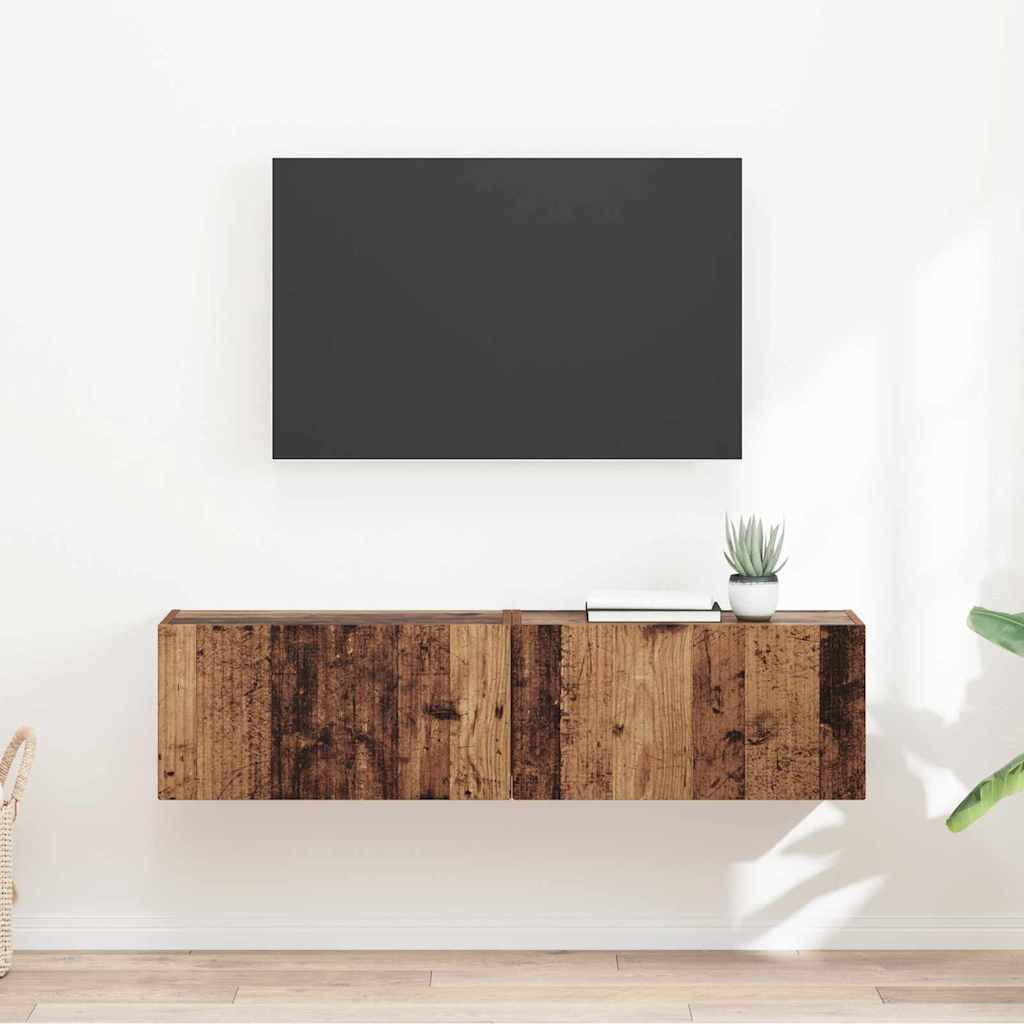 TV vægskab 2 pcs Gammelt træ 60 x 31 x 29,5 cm Konstrueret træ