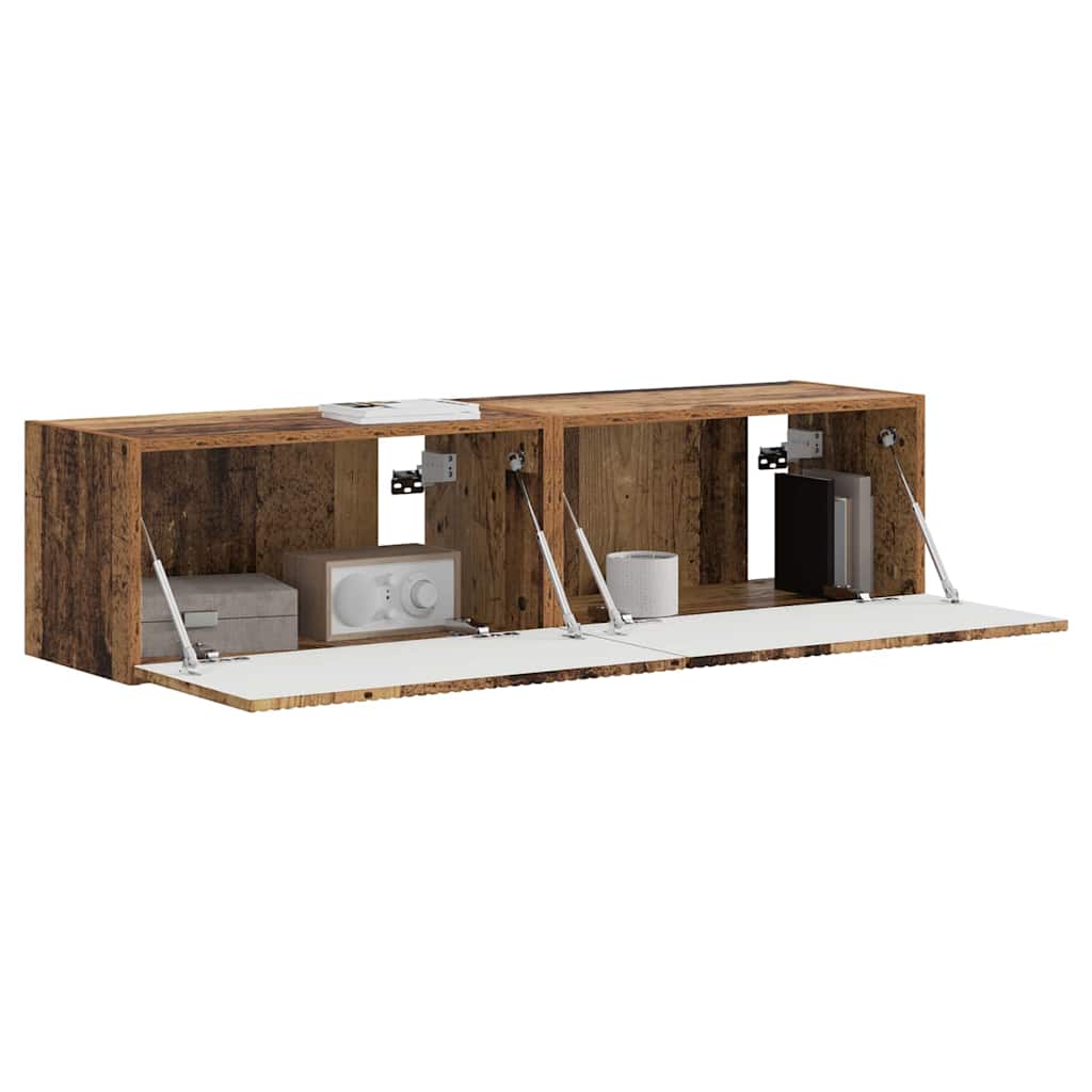 TV vægskab 2 pcs Gammelt træ 60 x 31 x 29,5 cm Konstrueret træ