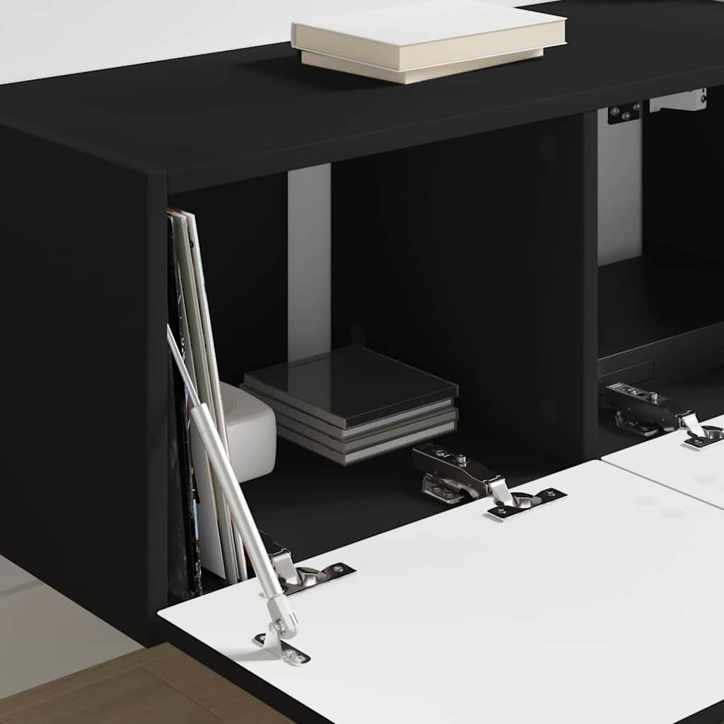 TV vægskab 2 pcs Sort 78,5 x 31 x 29,5 cm Konstrueret træ