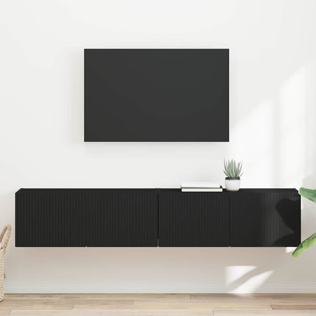 TV vægskab 2 pcs Sort 78,5 x 31 x 29,5 cm Konstrueret træ