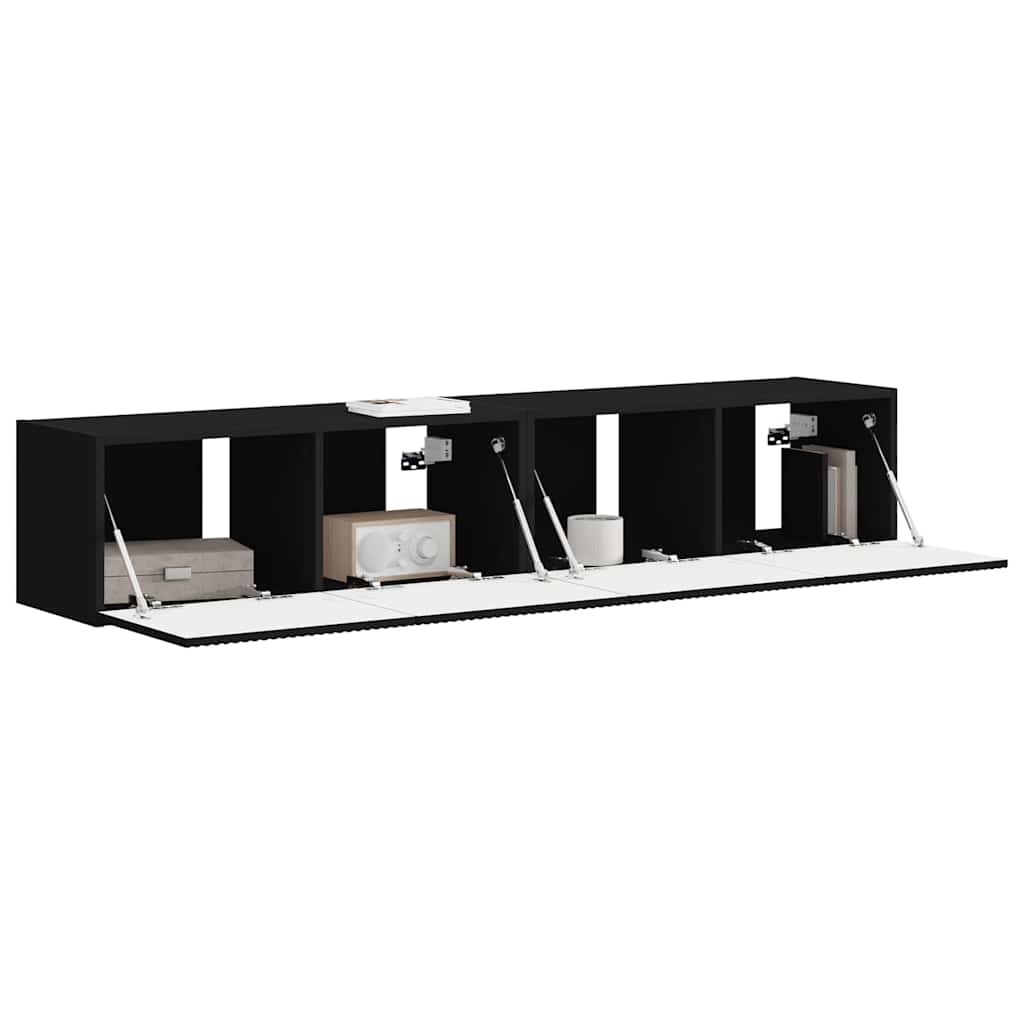 TV vægskab 2 pcs Sort 78,5 x 31 x 29,5 cm Konstrueret træ
