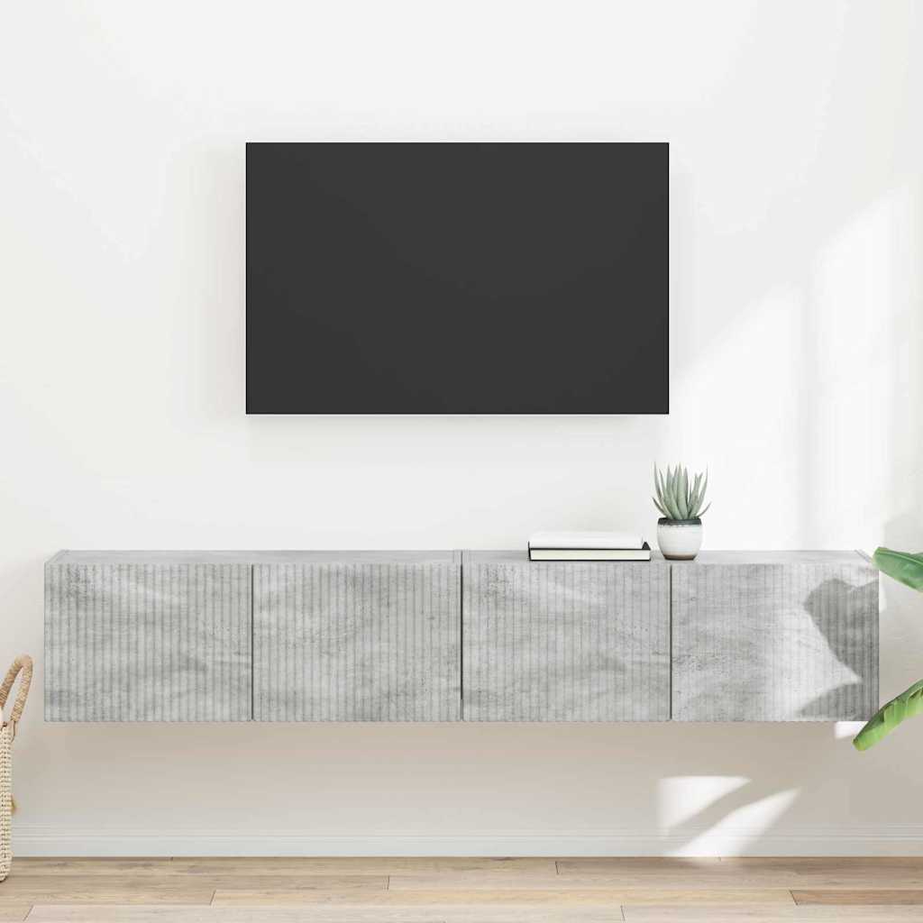 TV vægskab 2 pcs Beton 78,5 x 31 x 29,5 cm Konstrueret træ