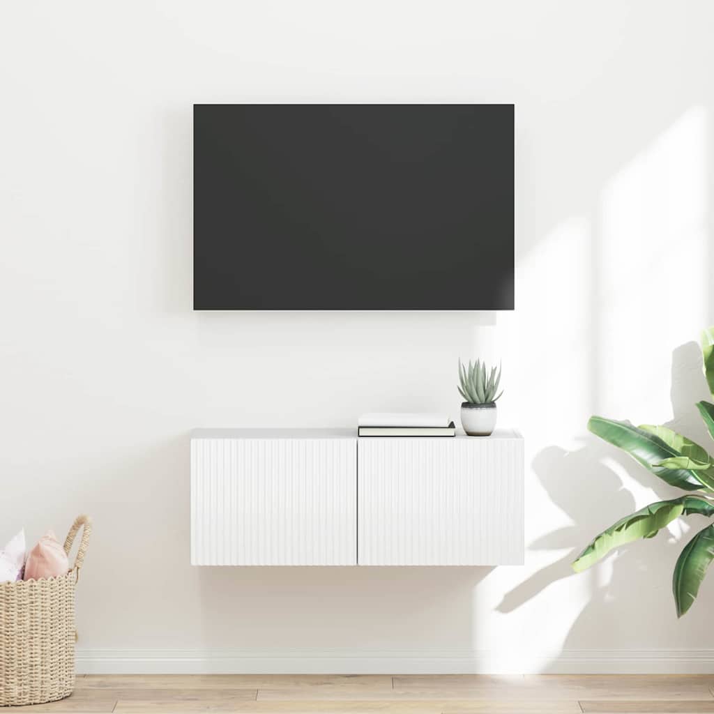TV vægskab Gloss Hvid 78,5 x 31 x 29,5 cm Konstrueret træ