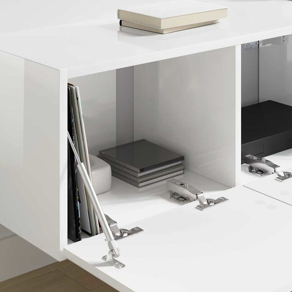 TV vægskab 2 pcs Gloss Hvid 78,5 x 31 x 29,5 cm Konstrueret træ