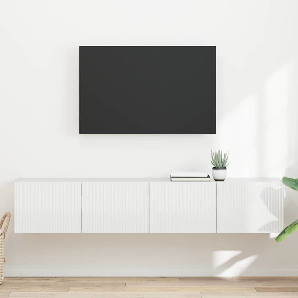 TV vægskab 2 pcs Gloss Hvid 78,5 x 31 x 29,5 cm Konstrueret træ