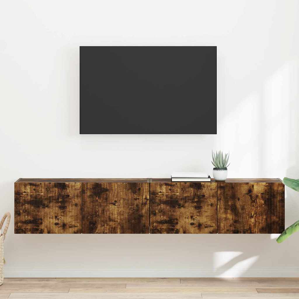 TV vægskab 2 pcs Røget eg 78,5 x 31 x 29,5 cm Konstrueret træ