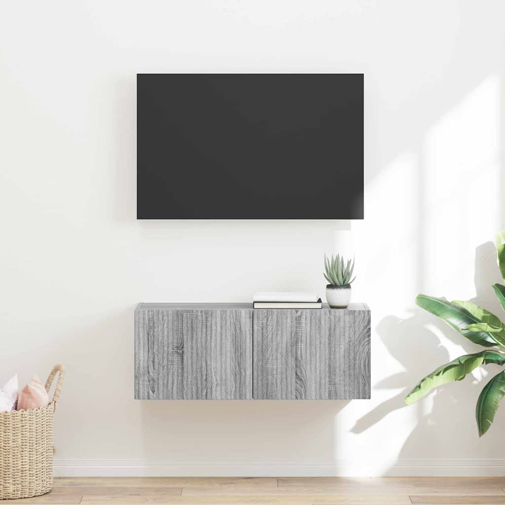 TV vægskab Grå Sonoma 78,5 x 31 x 29,5 cm Konstrueret træ