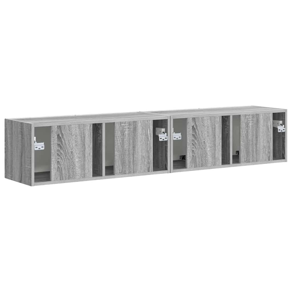 TV vægskab 2 pcs Grå Sonoma 78,5 x 31 x 29,5 cm Konstrueret træ