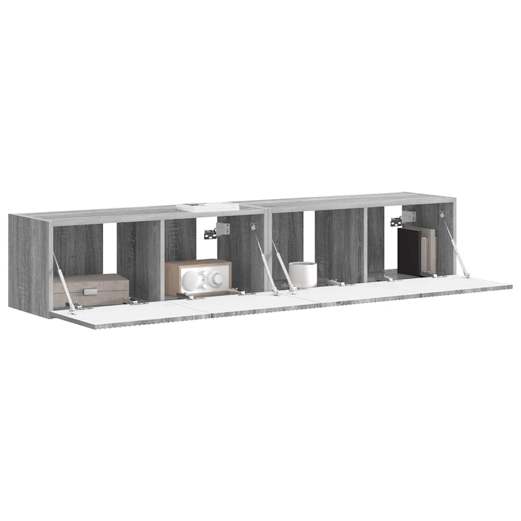 TV vægskab 2 pcs Grå Sonoma 78,5 x 31 x 29,5 cm Konstrueret træ