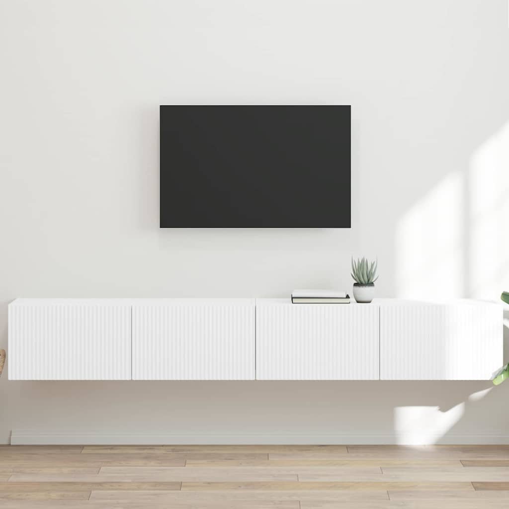 TV vægskab 2 stk. Hvid Konstrueret træ