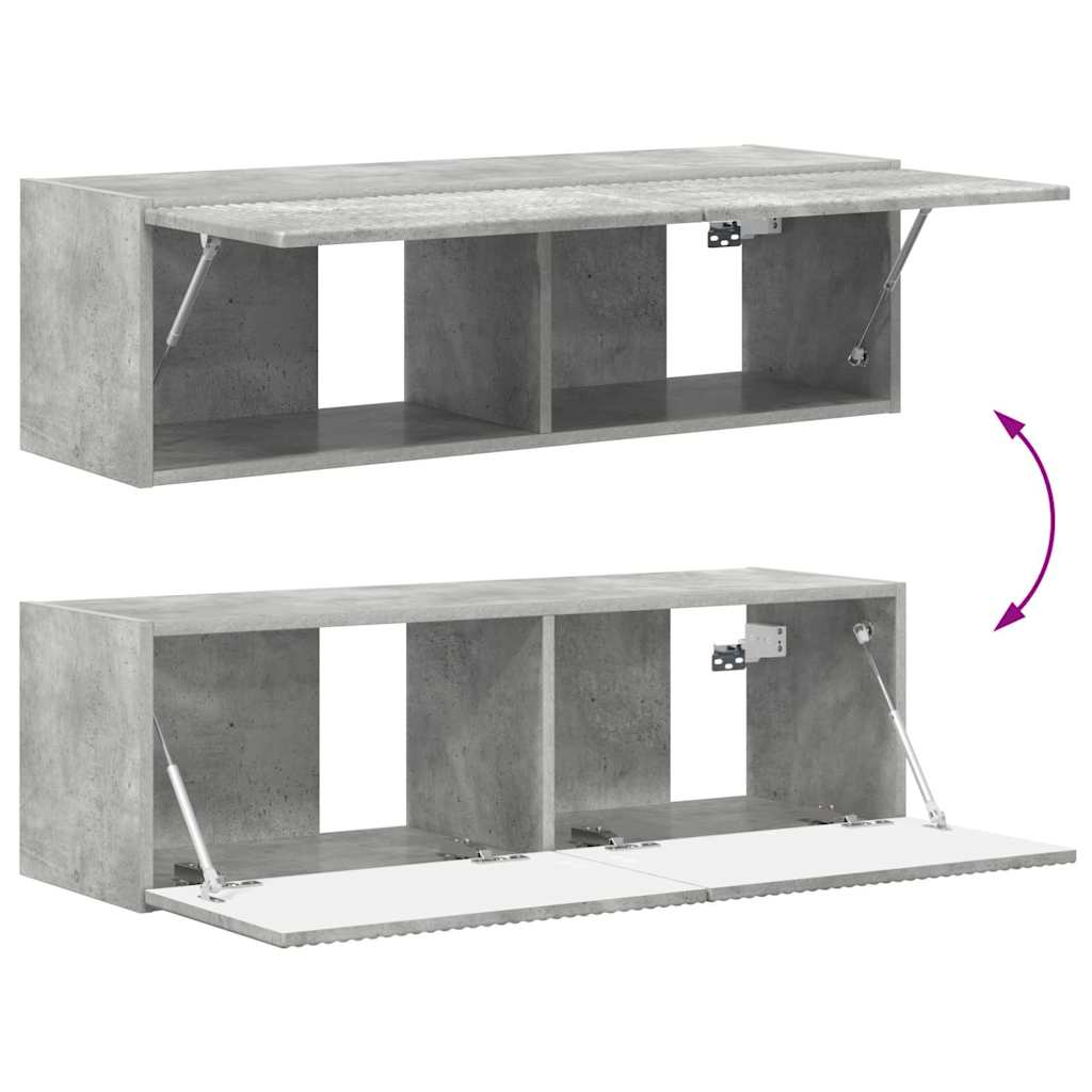 TV vægskab Vægmonteret Beton 98 x 31 x 29,5 cm Konstrueret træ