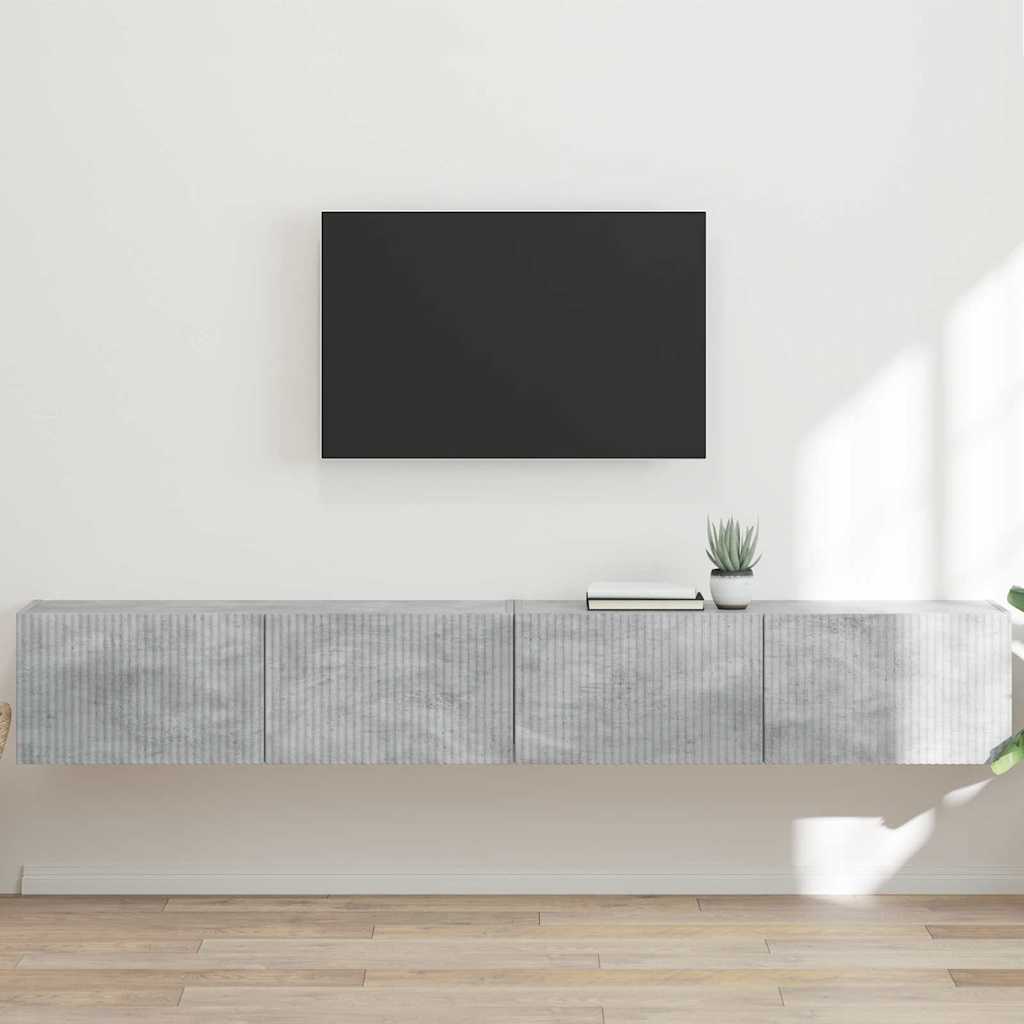 TV vægskab 2 pcs Beton 98 x 31 x 29,5 cm Konstrueret træ
