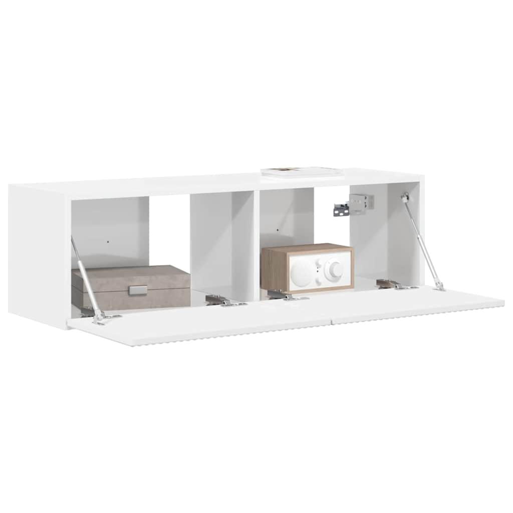 TV vægskab Gloss Hvid 98 x 31 x 29,5 cm Konstrueret træ