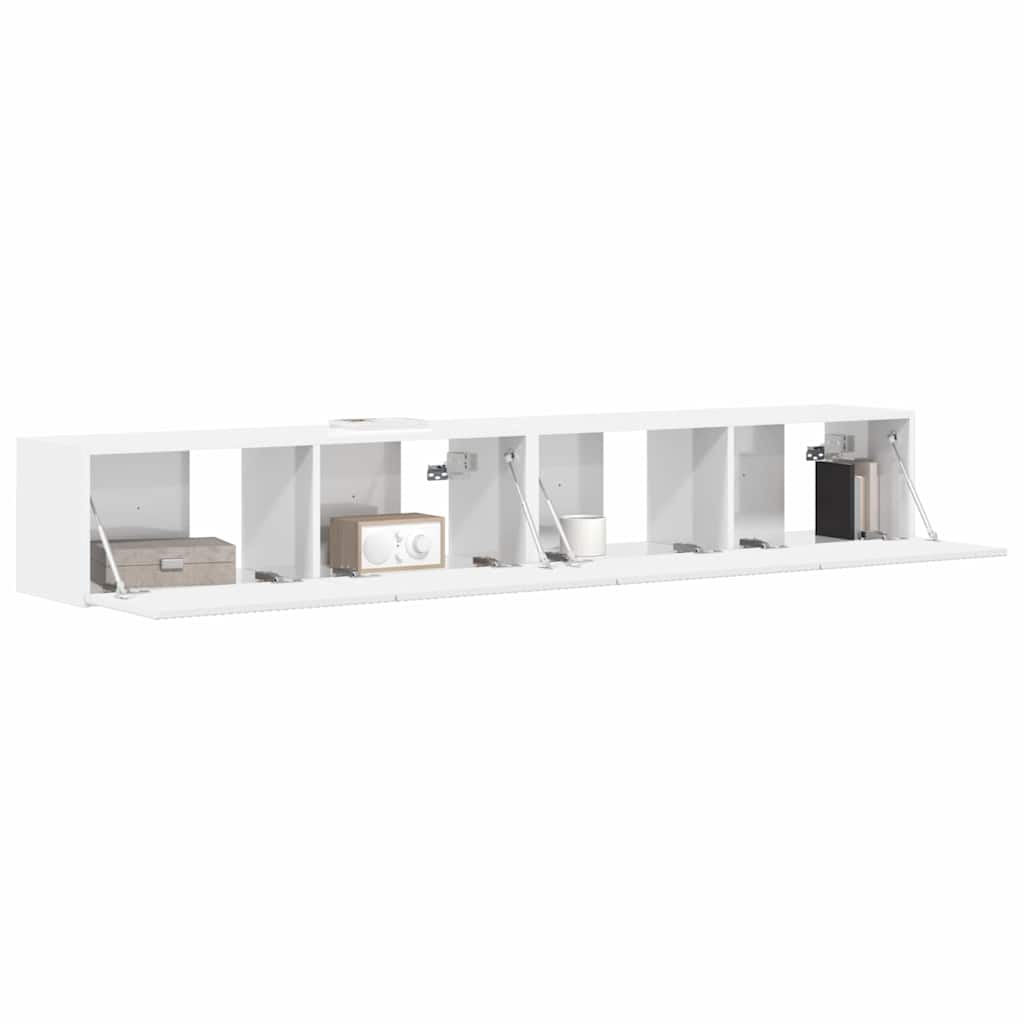 TV vægskab 2 pcs Gloss Hvid 98 x 31 x 29,5 cm Konstrueret træ