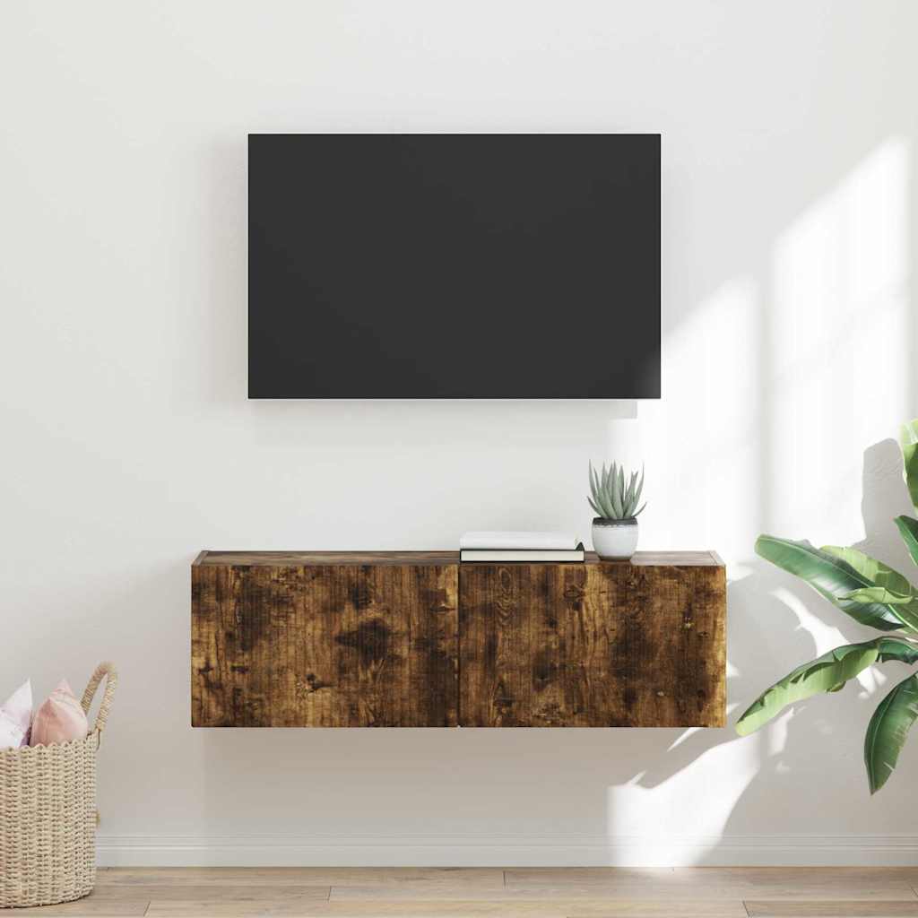 TV vægskab Røget eg 98 x 31 x 29,5 cm Konstrueret træ