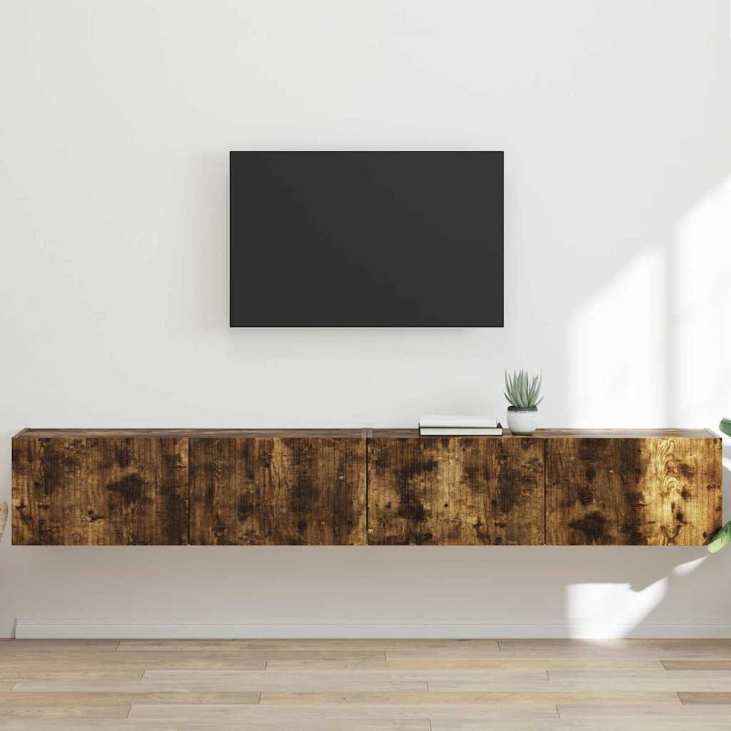 TV vægskab 2 pcs Røget eg 98 x 31 x 29,5 cm Konstrueret træ