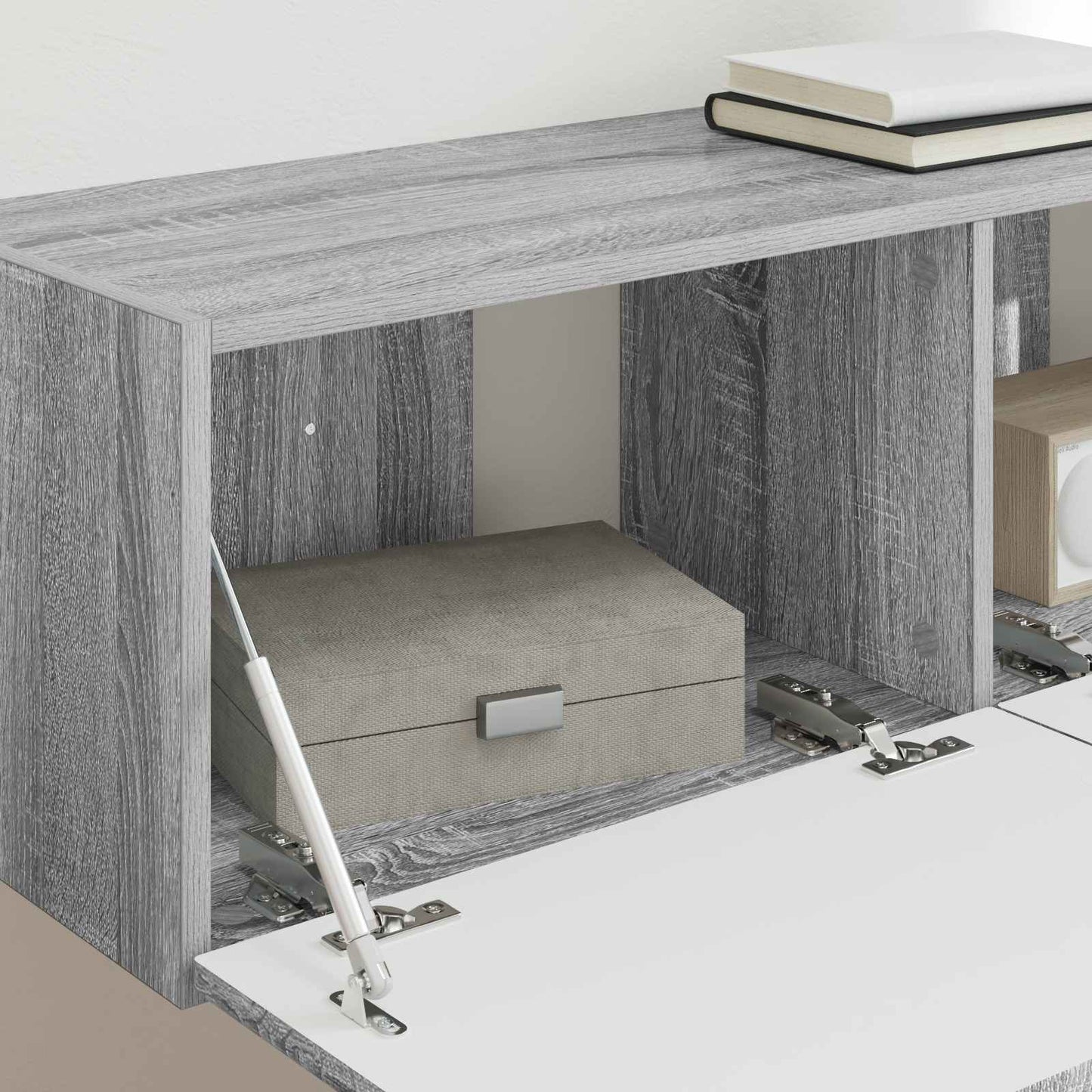TV vægskab 2 pcs Grå Sonoma 98 x 31 x 29,5 cm Konstrueret træ