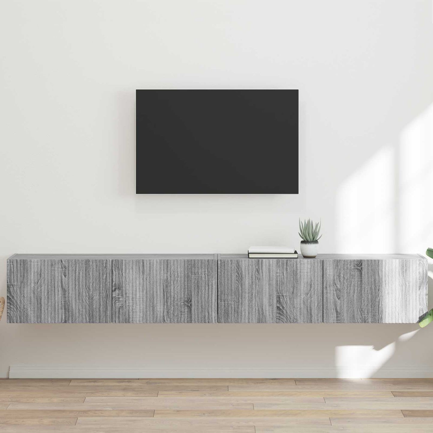 TV vægskab 2 pcs Grå Sonoma 98 x 31 x 29,5 cm Konstrueret træ
