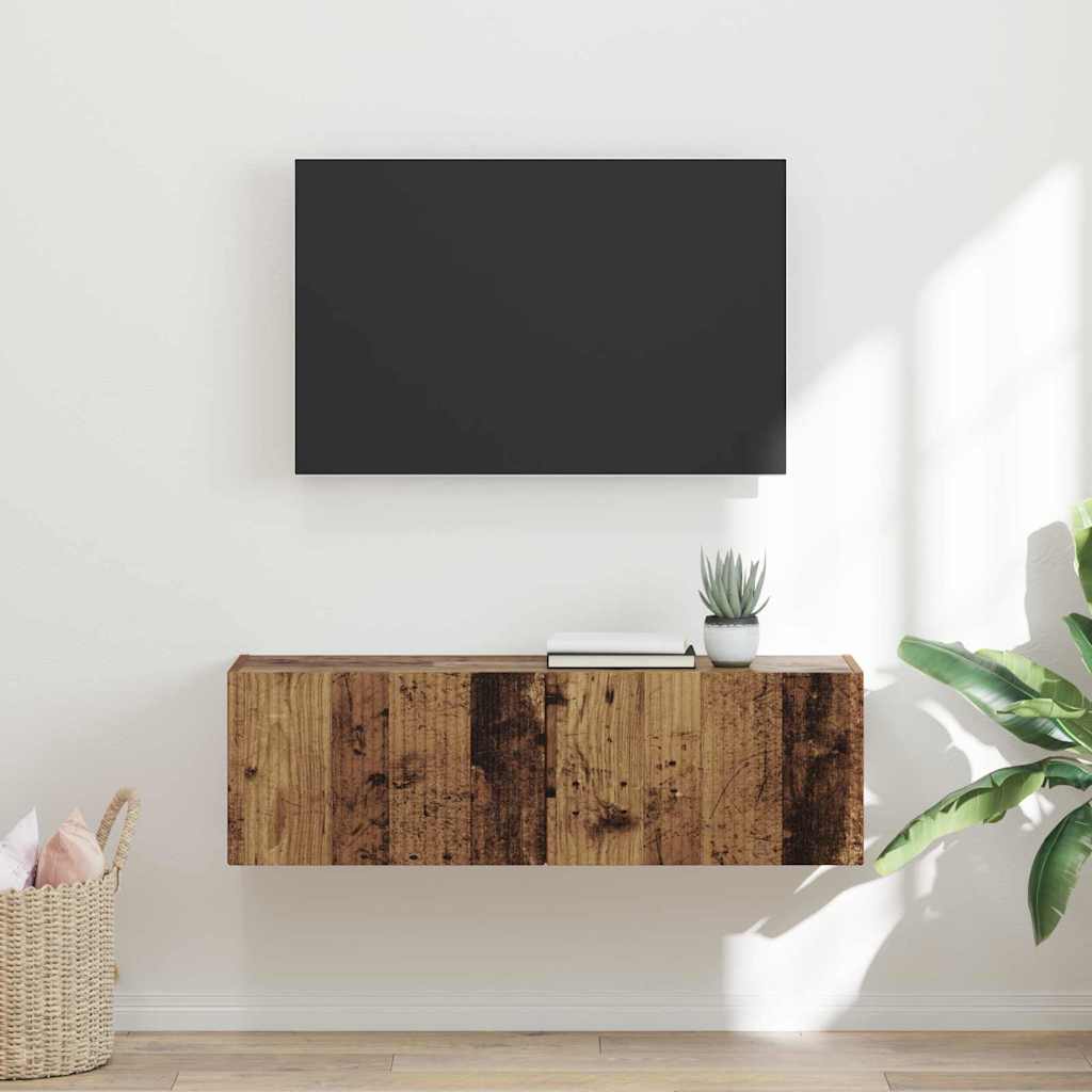 TV vægskab Gammelt træ 98 x 31 x 29,5 cm Konstrueret træ