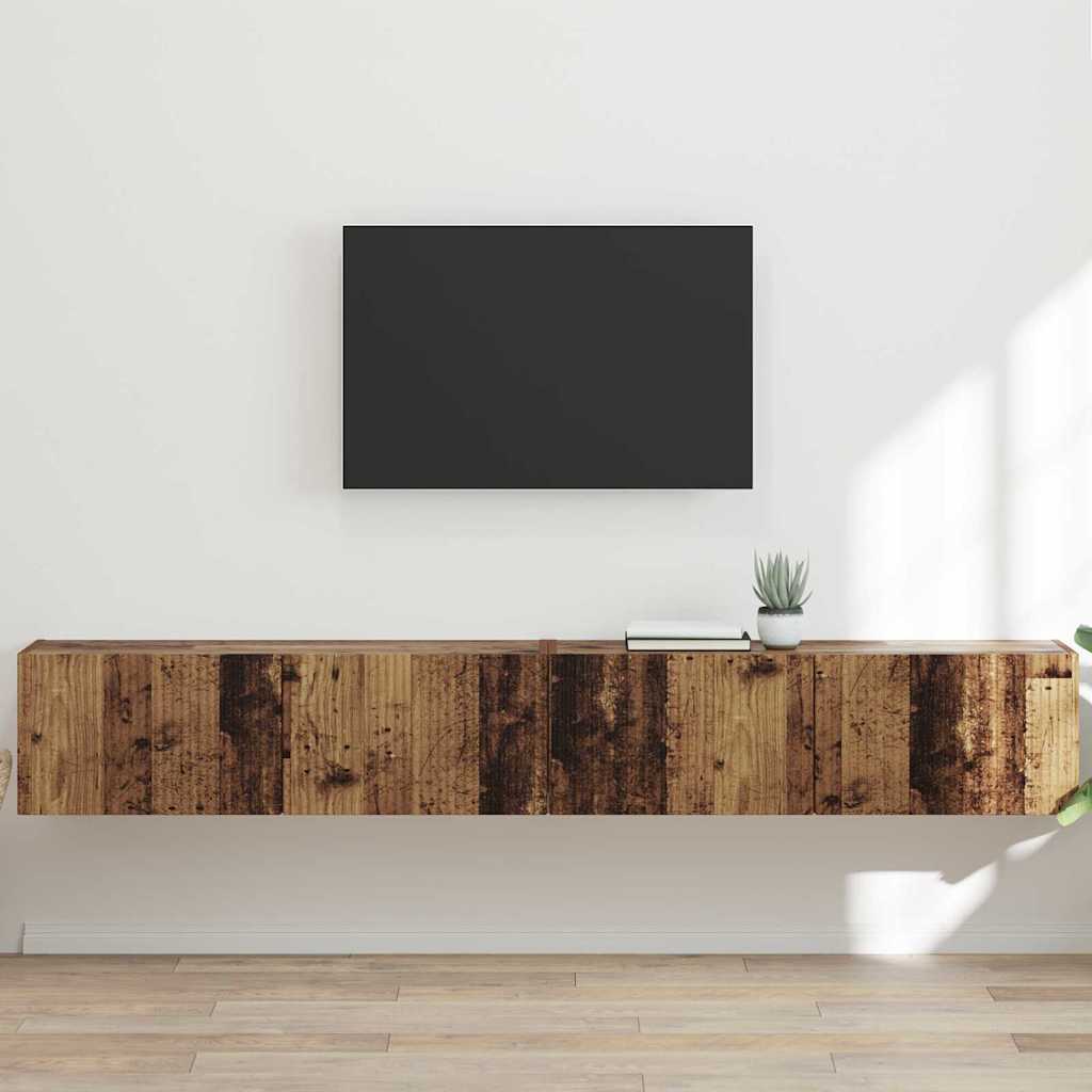 TV vægskab 2 pcs Gammelt træ 98 x 31 x 29,5 cm Konstrueret træ