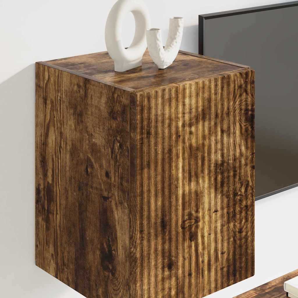 TV vægskab 2 pcs Røget eg 30 x 31 x 40 cm Konstrueret træ