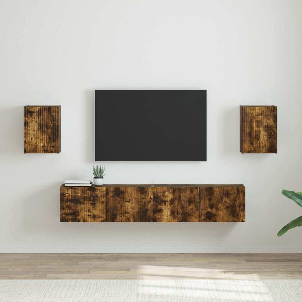 TV vægskab 2 pcs Røget eg 30 x 31 x 40 cm Konstrueret træ