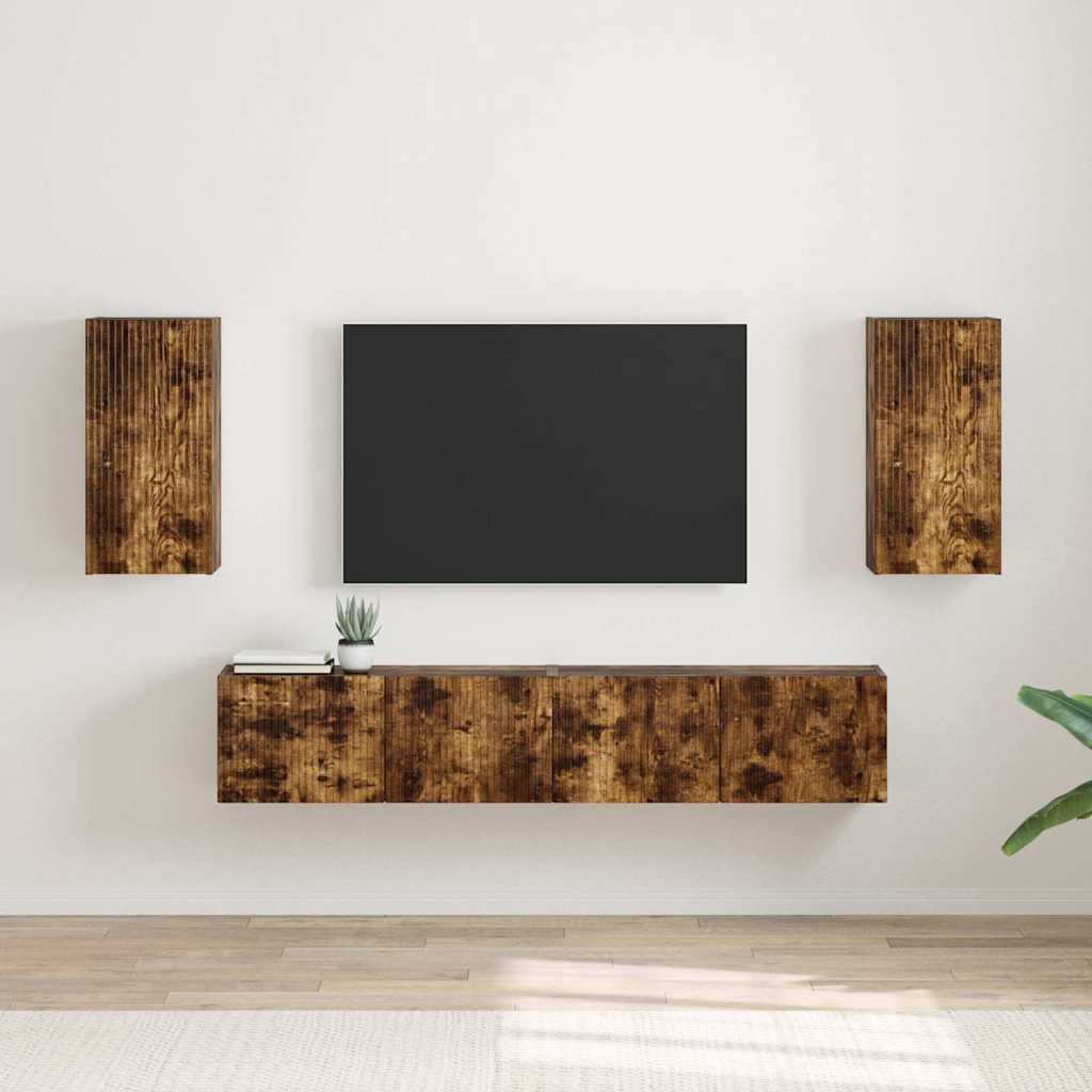 TV vægskab 2 pcs Røget eg 30 x 31 x 60 cm Konstrueret træ