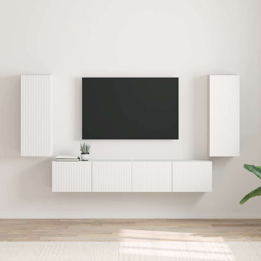TV vægskab 2 pcs Hvid 30 x 31 x 80 cm Konstrueret træ